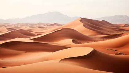 Majestic sand dunes ripple in Africa arid, remote beauty generated by AI
