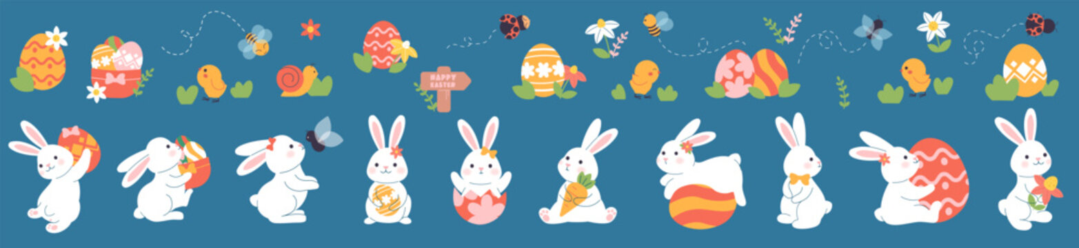 Easter rabbit, easter Bunny. Vector illustration.