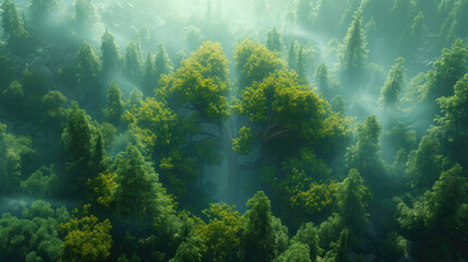 concept image, Showing dense forest trees in the shape of a lung. In the lush and pristine forest.