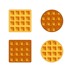 Vector set illustration with waffle iron on white background for banner design. Flat style vector