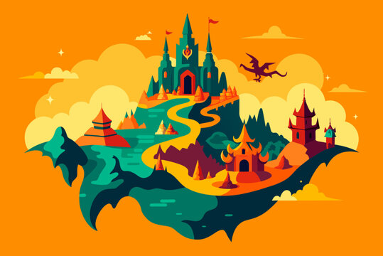 A handdrawn map of a fictional fantasy world with intricate details of mystical creatures and exotic landscapes waiting to be explored.