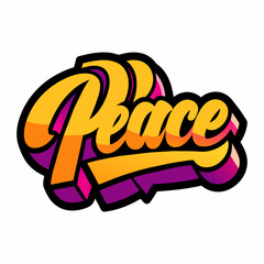 The word PEACE in street art graffiti lettering vector image style on a white background.