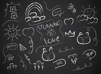 Love Valentines doodles on board