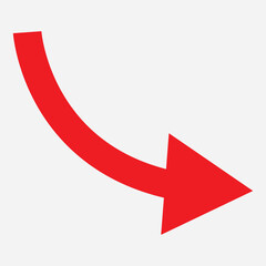 Red arrow going down stock icon on white background. Bankruptcy, financial market crash icon for your web site design, logo, app, UI. graph chart down trend symbol.chart going down sign, eps10