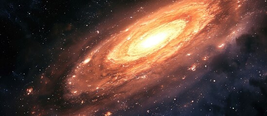 Illustration of a spiral galaxy or nebula in the universe, full of stars.