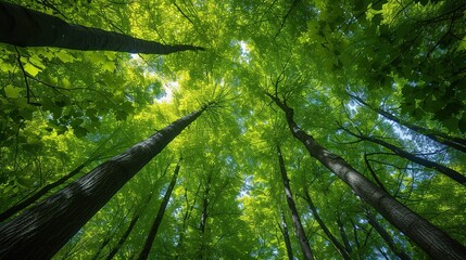 the view from below the green forest 