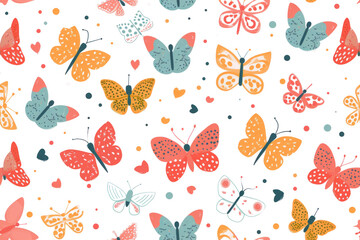 Pastel Spring Pattern with Butterflies