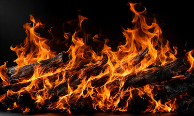 Warm bonfire burning in the night - obrazy, fototapety, plakaty