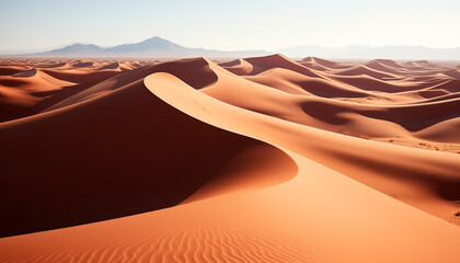 Fototapeta na wymiar Majestic sand dunes ripple in the arid African heat generated by AI