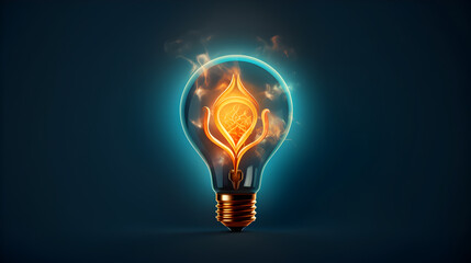 A bright idea illuminates the concept of innovation and creativity, symbolized by the glowing light bulb. This futuristic and modern design represents the energy of imagination and the potential for 