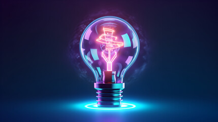 A bright idea illuminates the concept of innovation and creativity, symbolized by the glowing light bulb. This futuristic and modern design represents the energy of imagination and the potential for 
