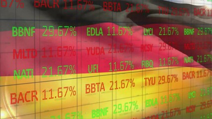 Animation of stock market over flag of germany - Powered by Adobe