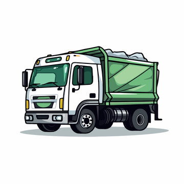 Garbage truck in cartoon, doodle style. Image for t-shirt, web, mobile apps and ui.  Isolated 2d vector illustration in logo, icon, sketch style, Eps 10. AI Generative