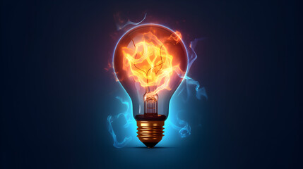 A bright idea illuminates the concept of innovation and creativity, symbolized by the glowing light bulb. This futuristic and modern design represents the energy of imagination and the potential for 