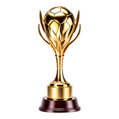 Gold Soccer Trophy Cup Isolated on Transparent Background