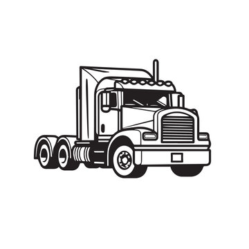 Tractor trailer in cartoon, doodle style . Image for t shirt. Isolated 2d vector illustration in logo, icon, sketch style, Eps 10, black and white. AI Generative