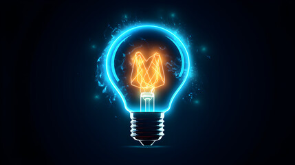 A bright idea illuminates the concept of innovation and creativity, symbolized by the glowing light bulb. This futuristic and modern design represents the energy of imagination and the potential for 