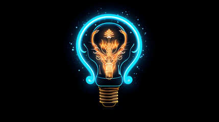 A bright idea illuminates the concept of innovation and creativity, symbolized by the glowing light bulb. This futuristic and modern design represents the energy of imagination and the potential for 