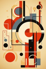 A Beige poster featuring various abstract design elements, in the style of pop art
