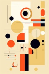 A Beige poster featuring various abstract design elements, in the style of pop art