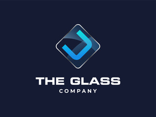 Letter A glass service company icon, vector blue crystal glass works symbol or construction