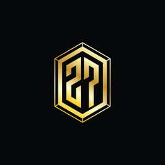 Monogram 27 Number in Luxury Logo