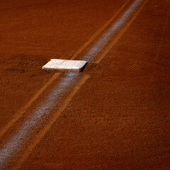 Baseball Baseline with Base Chalk Line Diamond - obrazy, fototapety, plakaty