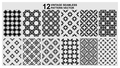 Decorative vintage Geometric floral set of seamless patterns minimalistic seamless patterns set