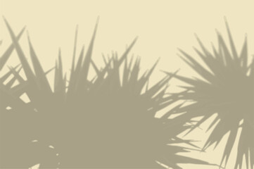 Natural light casts the shadow of palm leaves on the yellow wall. Vector Mockup