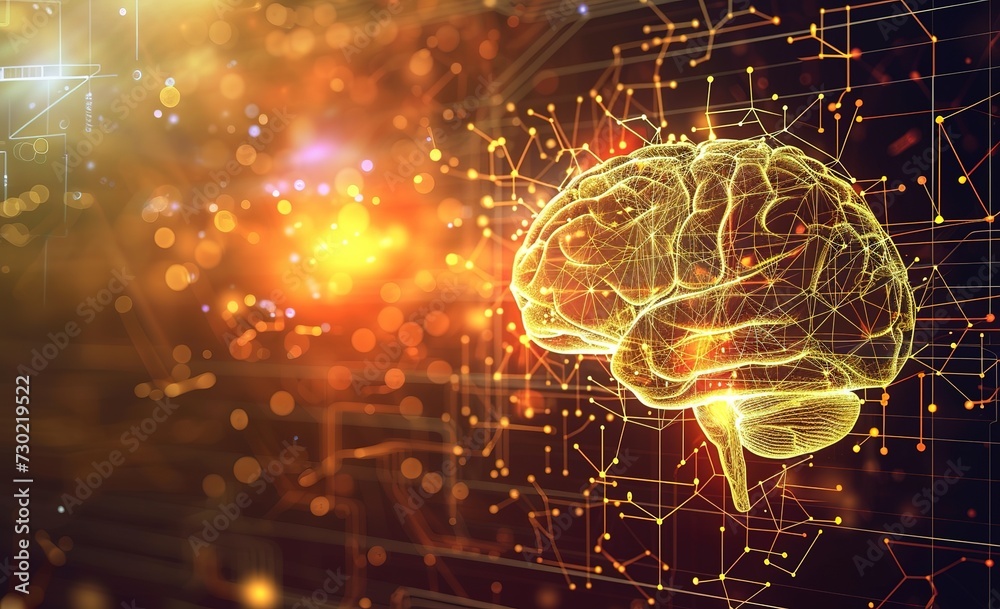 Poster digital brain interface: a vivid illustration of neural networks and cognitive processes in streamin