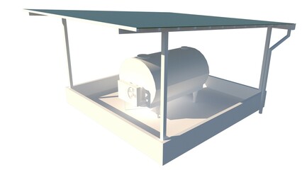 3D Rendering Illustration of Diesel Storage Cage-Structure Exterior