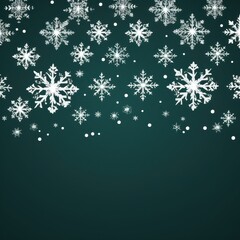 Green christmas card with white snowflakes