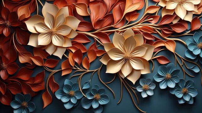 Fototapeta colorful Islamic pattern backgrounds with colorful flowers and geometry