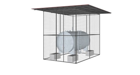 3D Illustration of Diesel Storage Cage-Structure Exterior