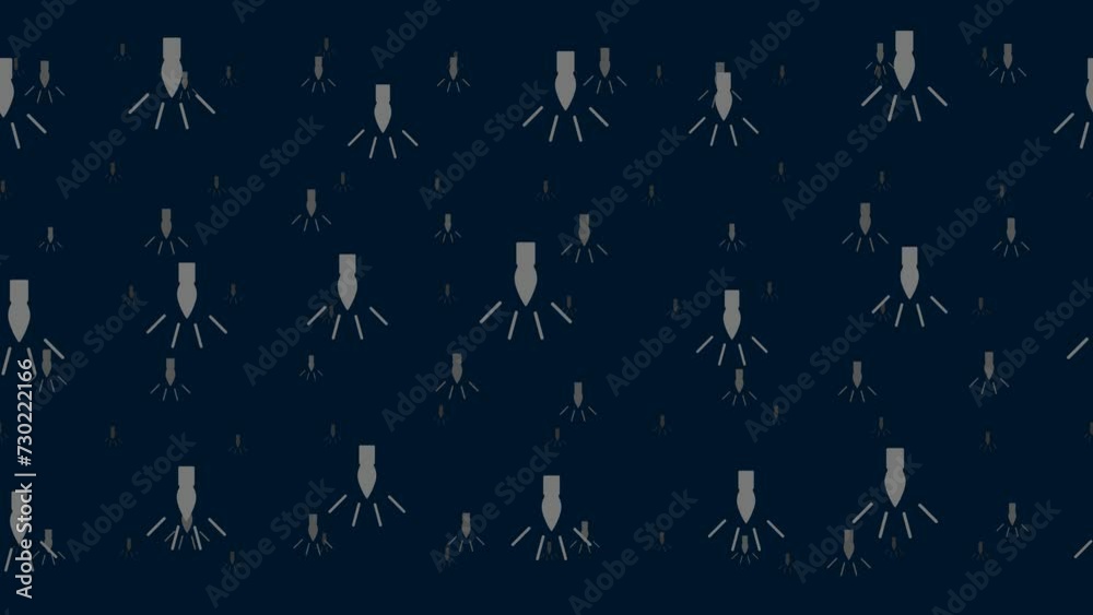 Poster garland light bulb symbols float horizontally from left to right. parallax fly effect. floating symb