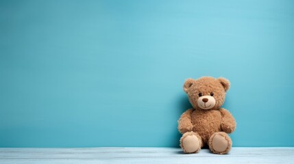 Cute teddy bear isolated on background. baby, love, teddy bear, teddy, brown, animal, cute, gift, blue, lonely, childhood, friendship, birthday, fun, art