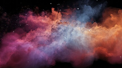 Vibrant cloud of colorful smoke against a dark backdrop