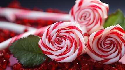 Licorice red and white striped candy cane roses