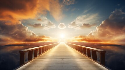A success path with a bridge to success - obrazy, fototapety, plakaty