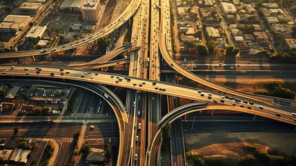 Fototapeta na wymiar An aerial view of a city's transportation network