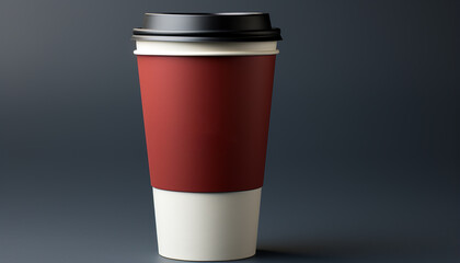 Hot coffee in a disposable cup with a cardboard lid generated by AI