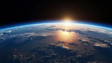 Schilderijen op glas Astronaut's perspective, seeing Earth from space © Cloudyew