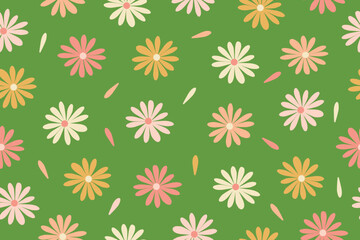 Garden flower, plants, botanical, seamless vector design for fashion, fabric, wallpaper and all prints. Small bright flowers. Vector illustration.