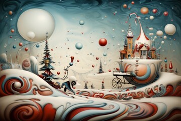 Abstract Christmas surrealism with artistic creativity