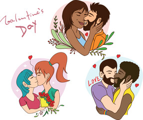 Valentine's day couple collection, couples in love