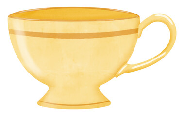 yellow tea cup, clipart, illustration