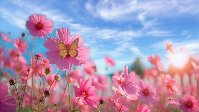 Beautiful flowers in the morning with the light of sunshine. Women's day, valentines day, spring. Seamless looping 4k time-lapse virtual video animation background