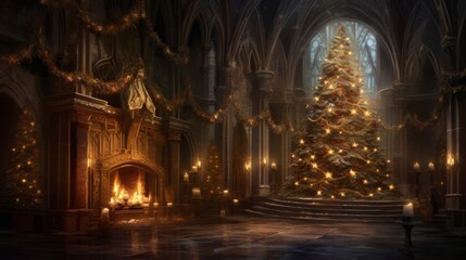 Obraz premium Captivating Yuletide backdrop igniting the spirit of fantasy.