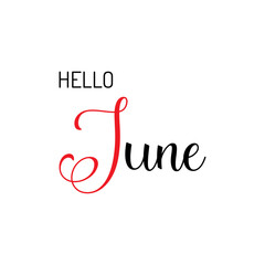 Hello June lettering. Elements for invitations, posters, greeting cards. Seasons Greetings. Eps10 vector illustration.