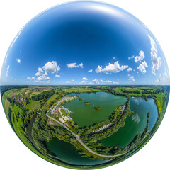 Das Günztal in Schwaben rund um den Oberrieder Weiher, Little Planet-Ansicht, freigestellt